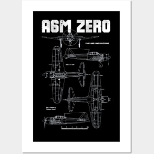 A6M Zero | World War 2 Japanese Plane Blueprint Posters and Art